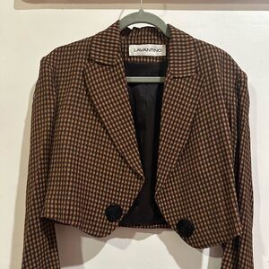 Lavantino Black and Brown Checkered Blazer